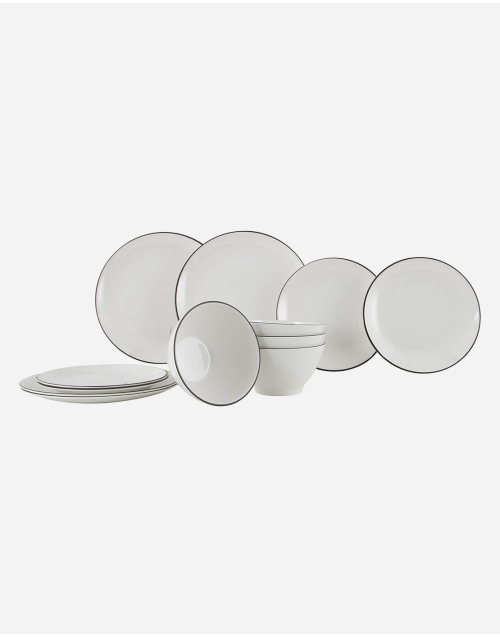 Linea Line - Servies - Zwart - 12-Delig
