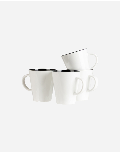 Linea Line - Mok - Zwart - 350 ml - 4 Stuks