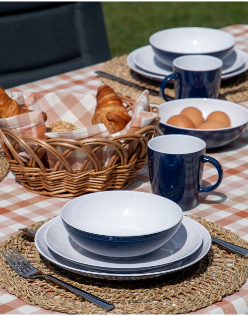 Solid Line - Servies - Blauw & Wit - 16-Delig